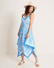 Ocean Stripe Scarf Coverup Dress - Big Island Blue