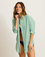 Suntan 'Til Sunset Boyfriend Beach Shirt - Four Leaf Clover