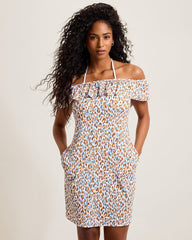 Leo Aloha Ruffle Off-the-Shoulder Spa Dress - Candied Pecan