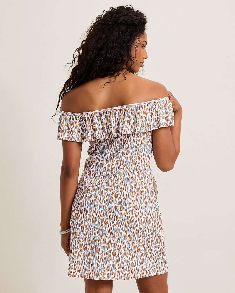 Leo Aloha Ruffle Off-the-Shoulder Spa Dress - Candied Pecan