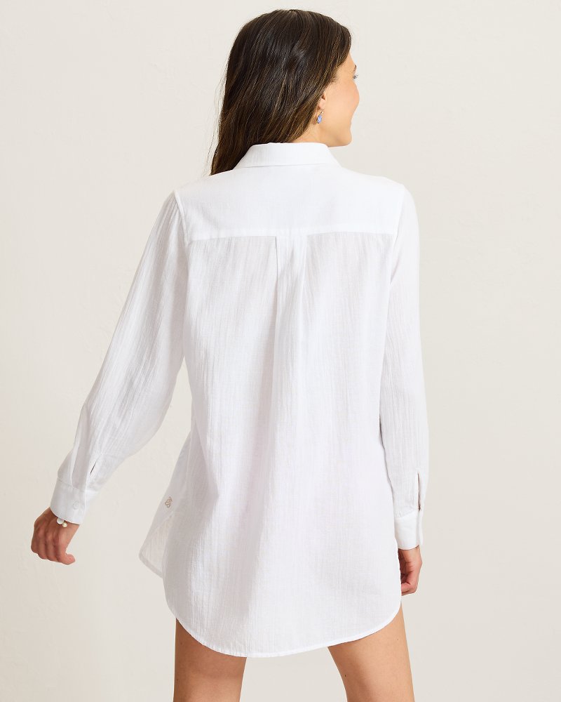 Palm Bay Cotton Boyfriend Beach Shirt - White