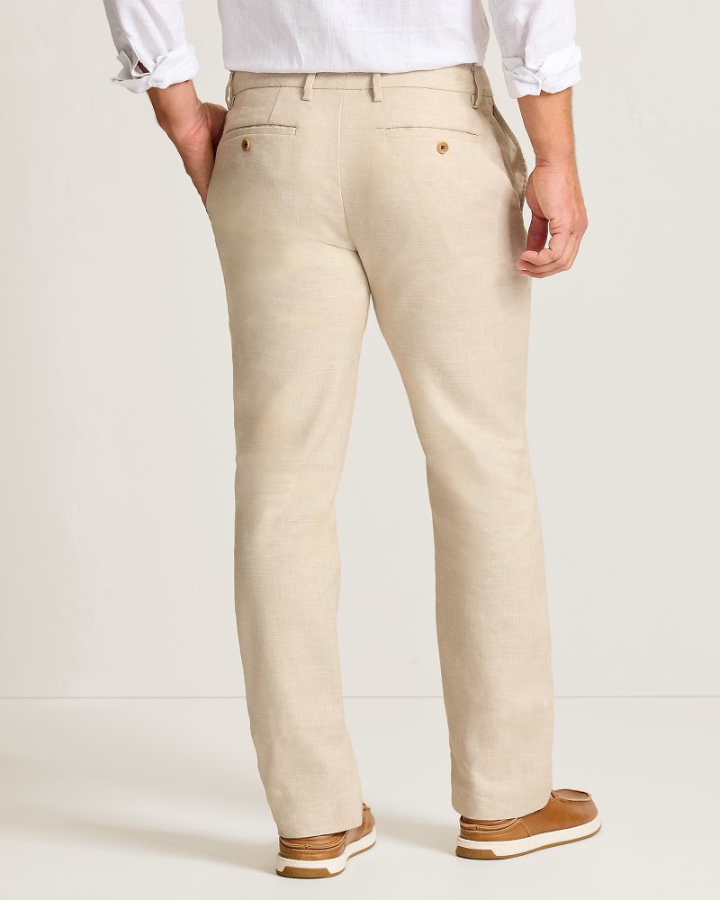 Latigo Beach Linen-Blend Flat-Front Pants - Stone Khaki