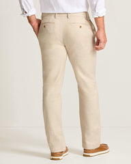 Latigo Beach Linen-Blend Flat-Front Pants - Stone Khaki