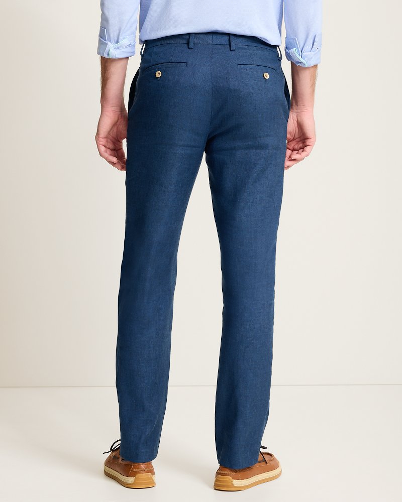 Latigo Beach Linen-Blend Flat-Front Pants - Navy