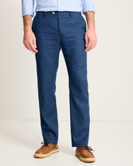 Latigo Beach Linen-Blend Flat-Front Pants - Navy
