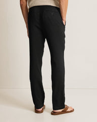 Beach Coast Stretch-Linen E-Waist Pants - Black