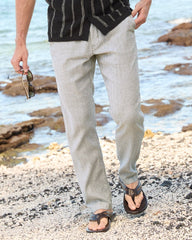 Beach Coast Stretch-Linen E-Waist Pants - Bala Shark