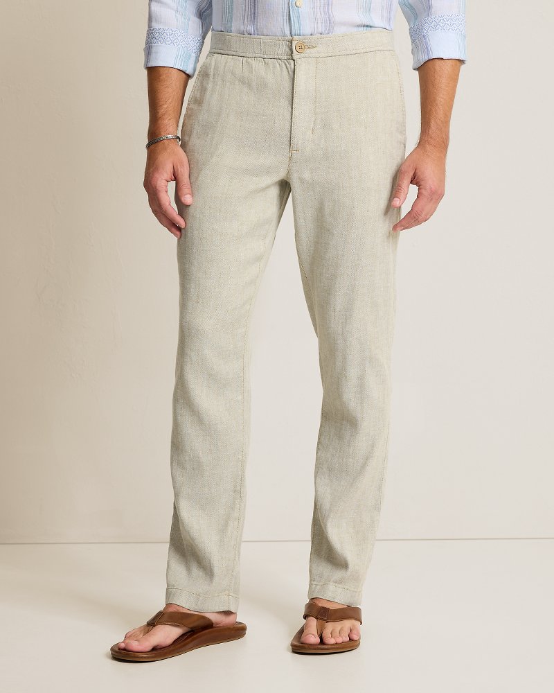 Beach Coast Stretch-Linen E-Waist Pants - Beach
