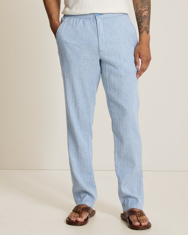 Beach Coast Stretch-Linen E-Waist Pants - Ocean City