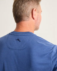 Bay Stripe V-Neck IslandZone T-Shirt - Bering Blue