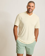 Bay Stripe V-Neck IslandZone T-Shirt - Vanilla Ice