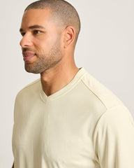 Bay Stripe V-Neck IslandZone T-Shirt - Vanilla Ice