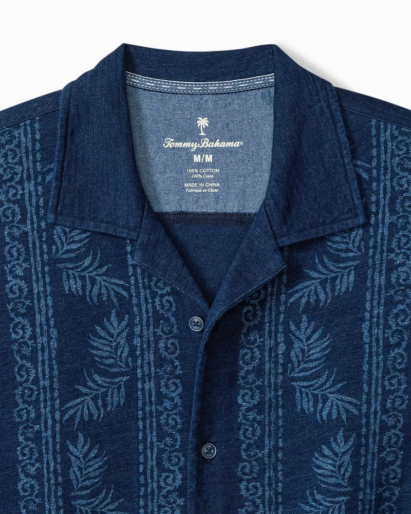 Shibori Seas Cotton Camp Shirt - Indigo