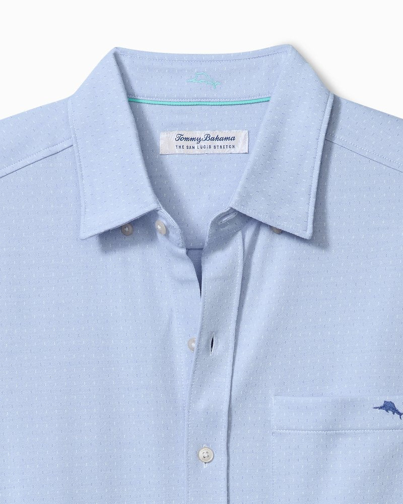 San Lucio Pico Stretch Knit Short-Sleeve Shirt - Dockside Blue