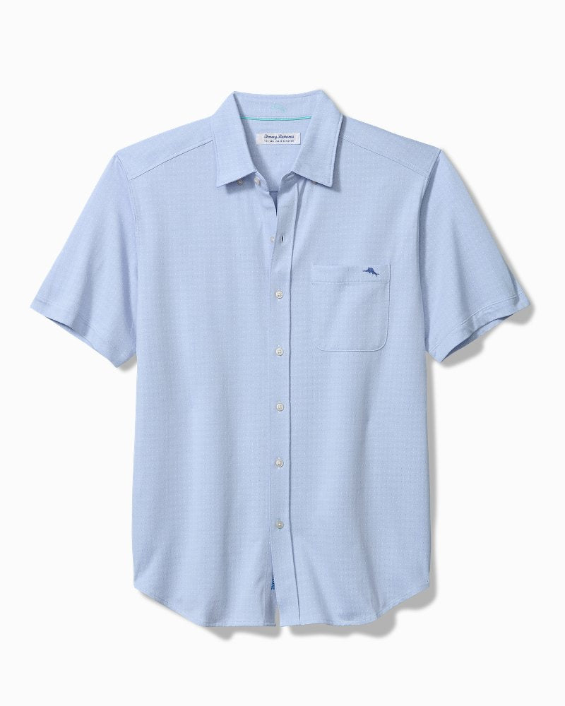 San Lucio Pico Stretch Knit Short-Sleeve Shirt - Dockside Blue