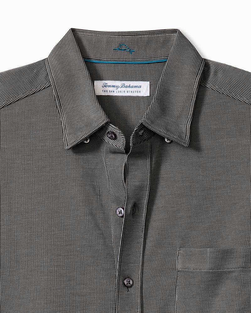 San Lucio Sol Stripe Stretch Knit Shirt - Coal