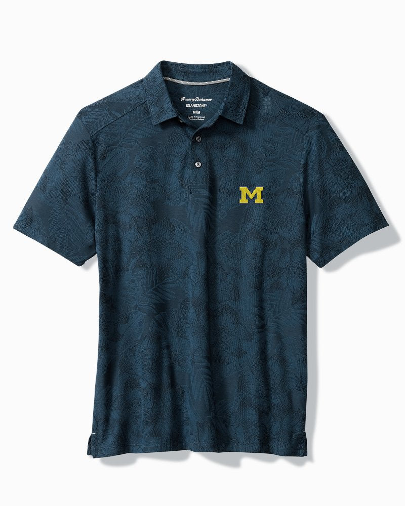 Collegiate Palm Fresco Hibiscus IslandZone Polo - Michigan
