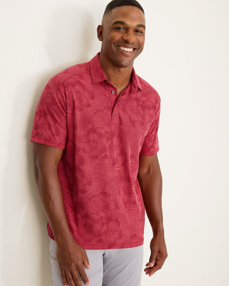 Palm Fresco Hibiscus IslandZone Polo - Dark Sangria