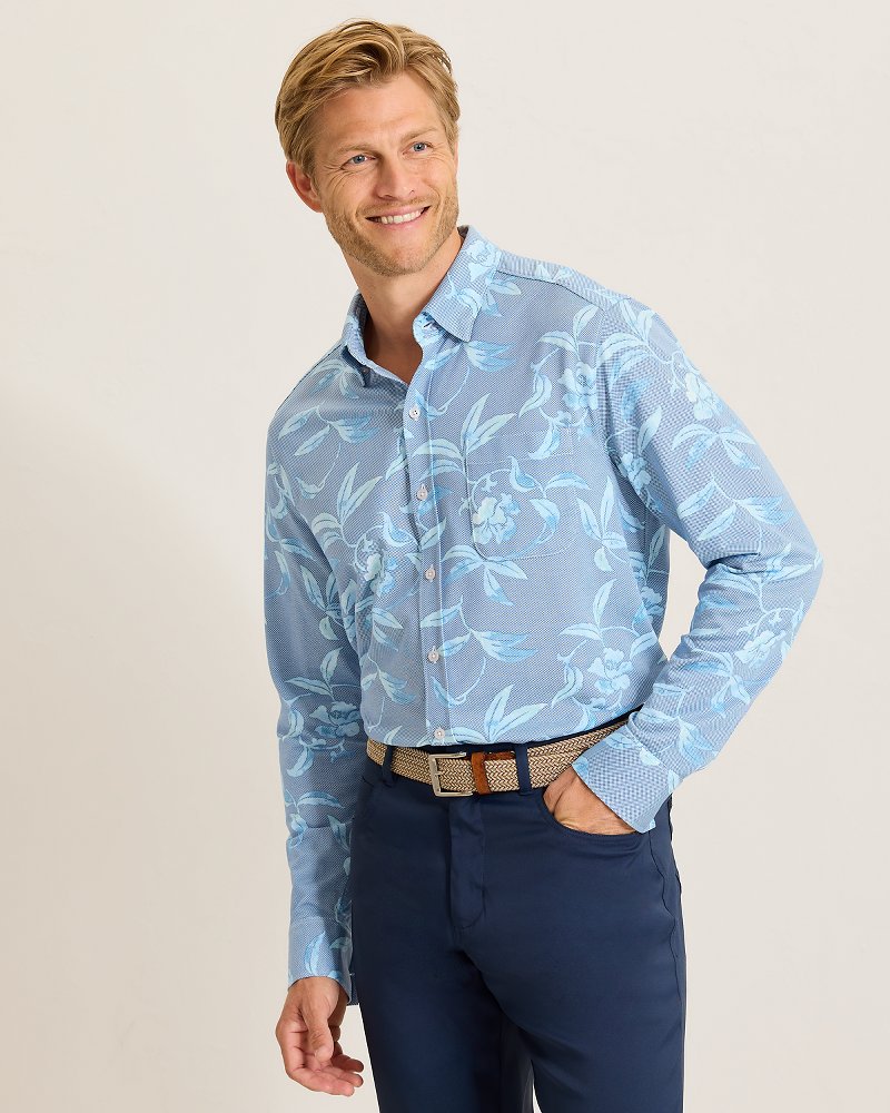San Lucio Gardenia Stretch Knit Shirt - Jodhpur Blue