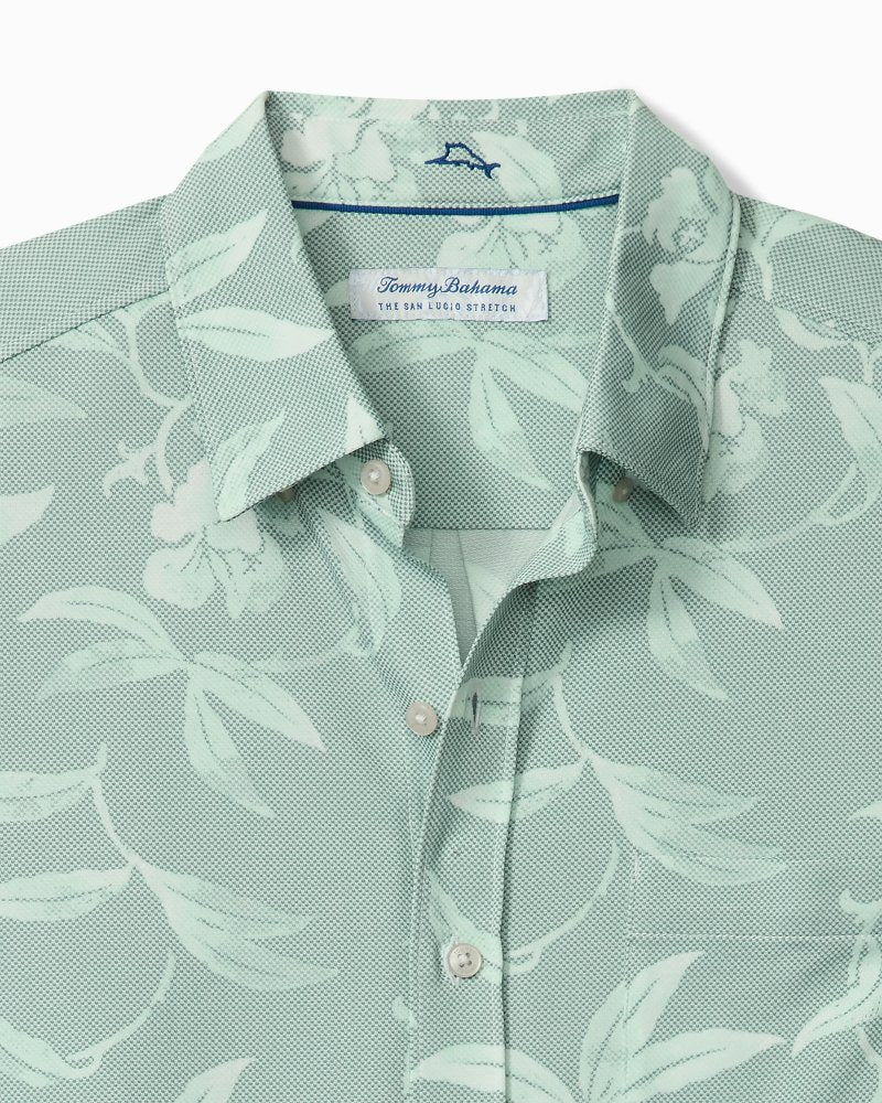 San Lucio Gardenia Stretch Knit Shirt - Tropical Fern