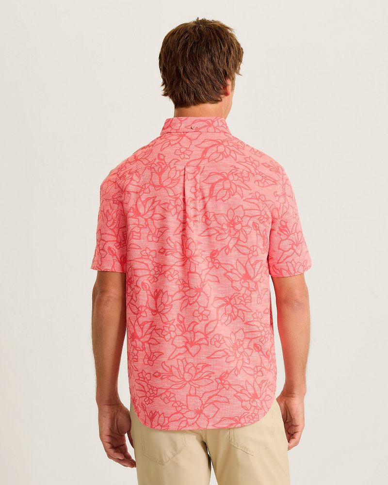 San Lucio Tides Flora Stretch Knit Shirt - Pure Coral