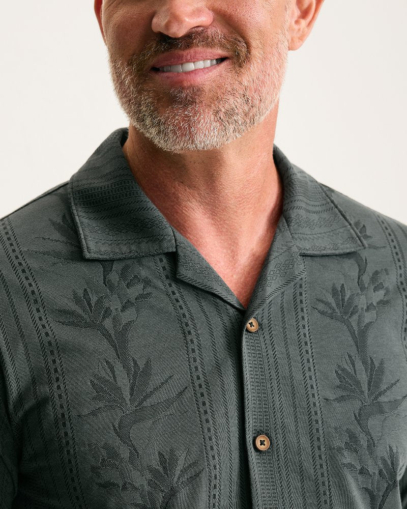 Palm Fresco Beach Border IslandZone® Camp Shirt - Coal