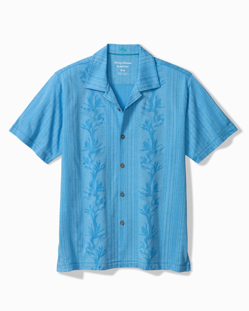 Palm Fresco Beach Border IslandZone® Camp Shirt - Campanula