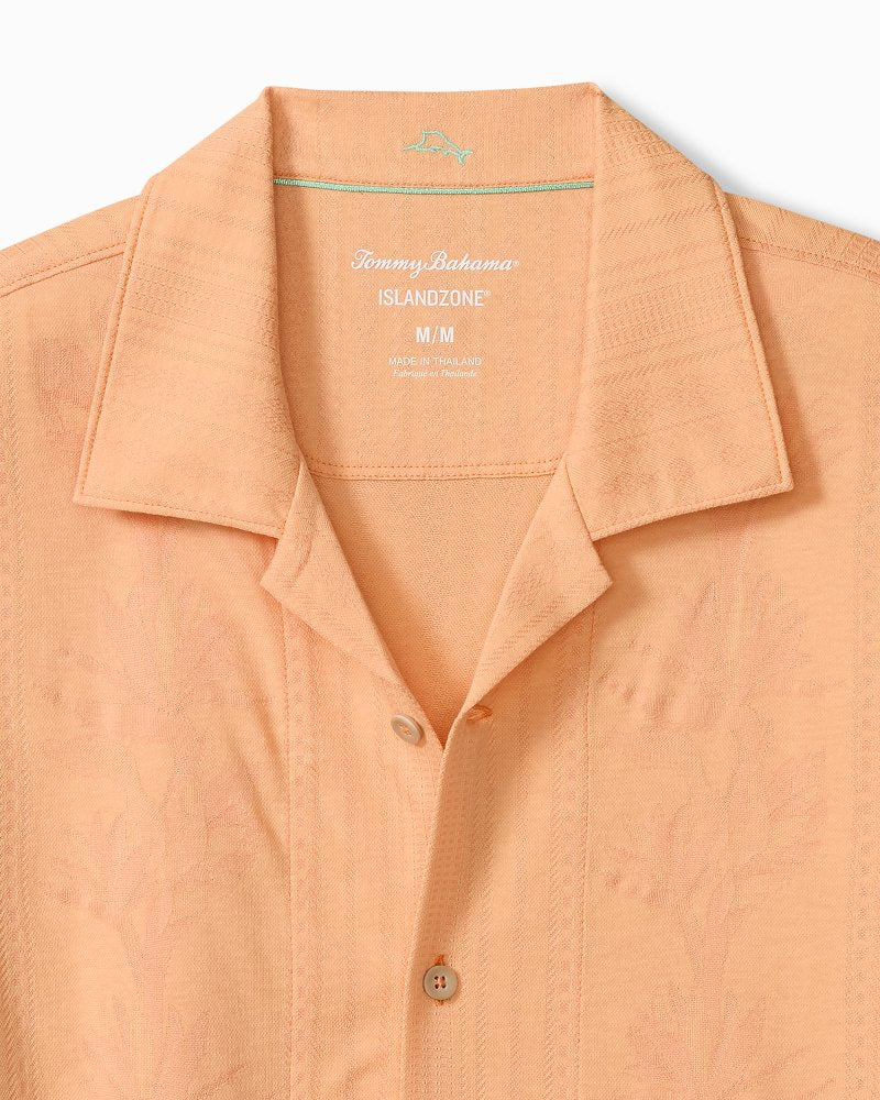 Palm Fresco Beach Border IslandZone® Camp Shirt - Peach Parrot