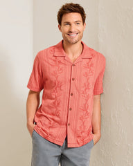 Palm Fresco Beach Border IslandZone® Camp Shirt - Spiced Crimson