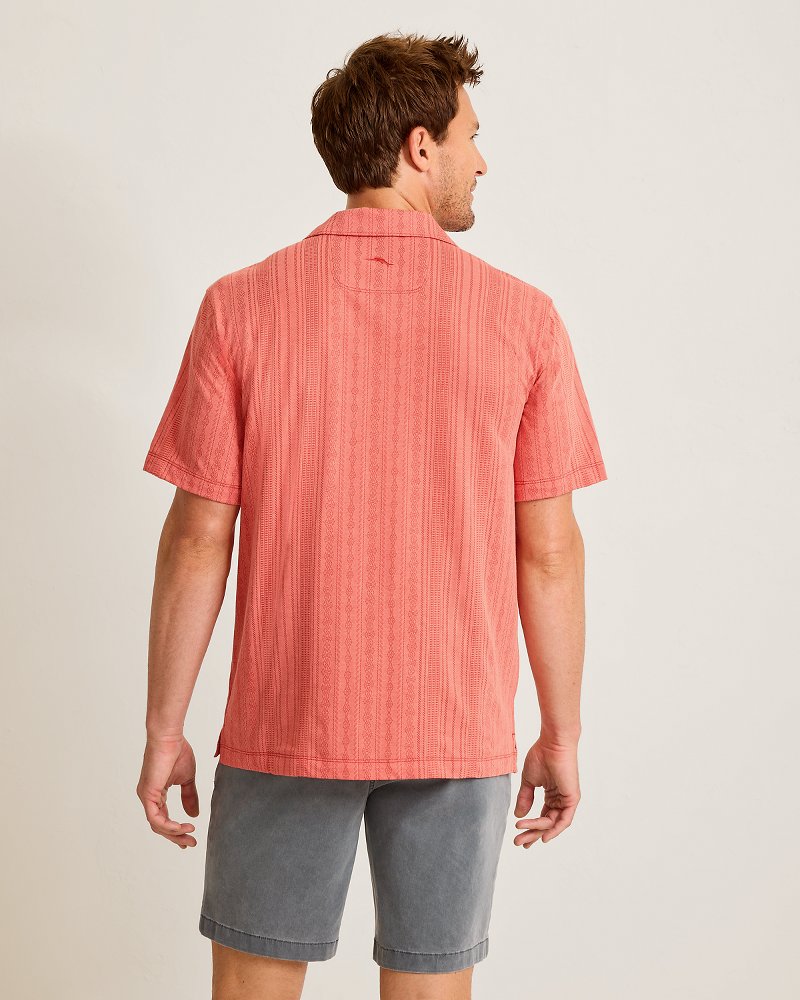 Palm Fresco Beach Border IslandZone® Camp Shirt - Spiced Crimson