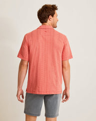 Palm Fresco Beach Border IslandZone® Camp Shirt - Spiced Crimson