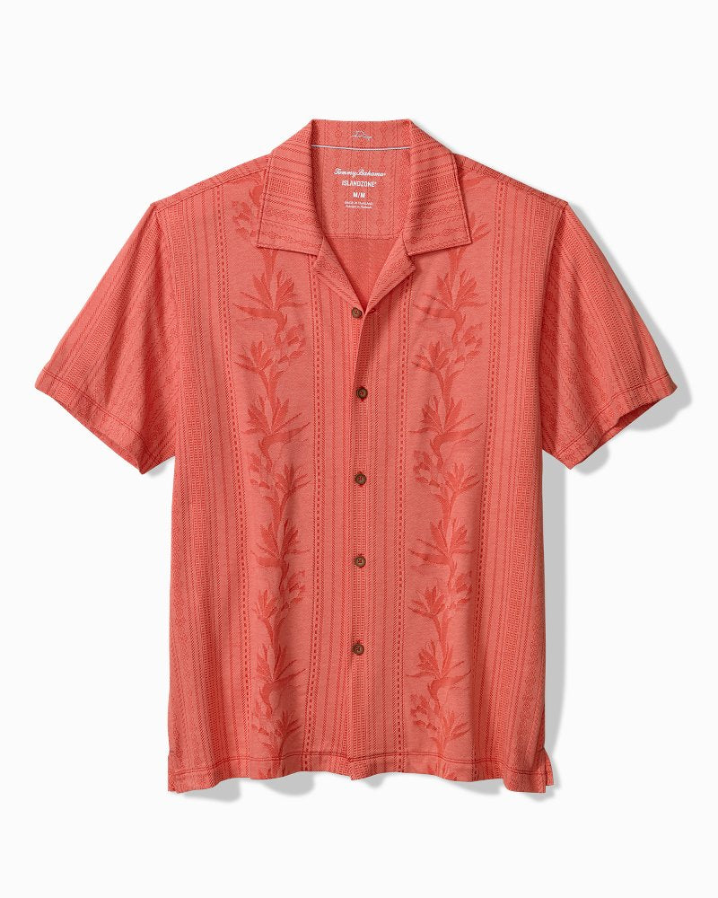 Palm Fresco Beach Border IslandZone® Camp Shirt - Spiced Crimson