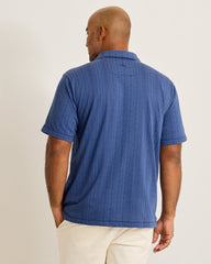 Palm Fresco Beach Border IslandZone® Camp Shirt - Carbon Navy