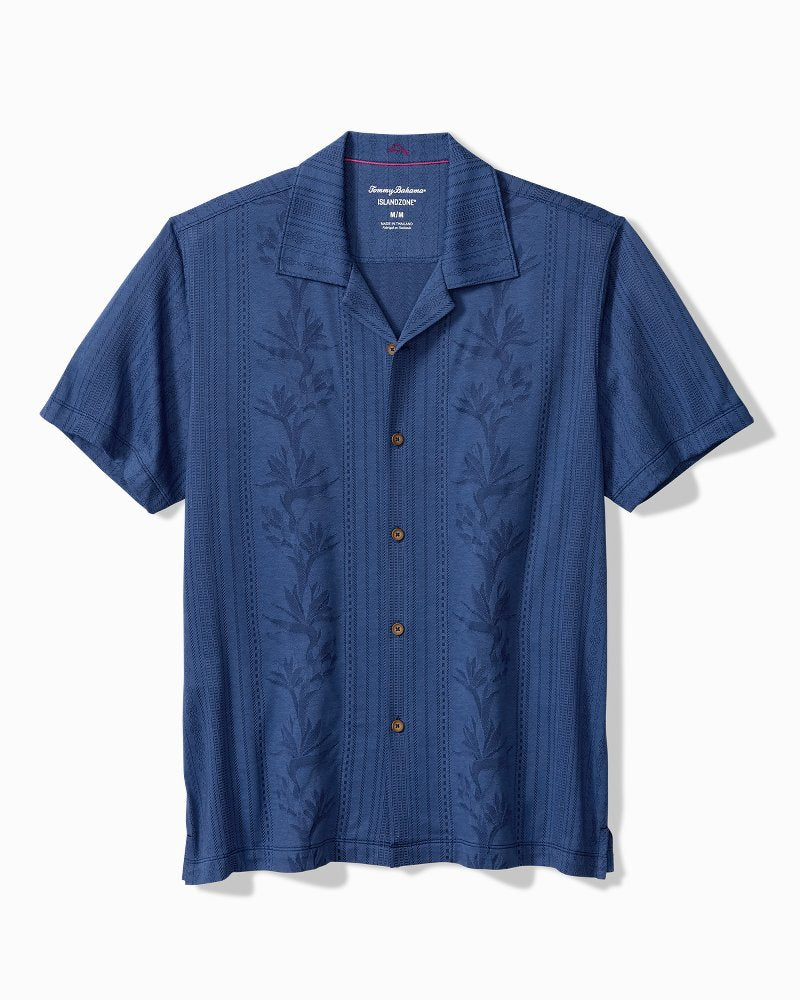 Palm Fresco Beach Border IslandZone® Camp Shirt - Carbon Navy
