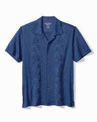 Palm Fresco Beach Border IslandZone® Camp Shirt - Carbon Navy