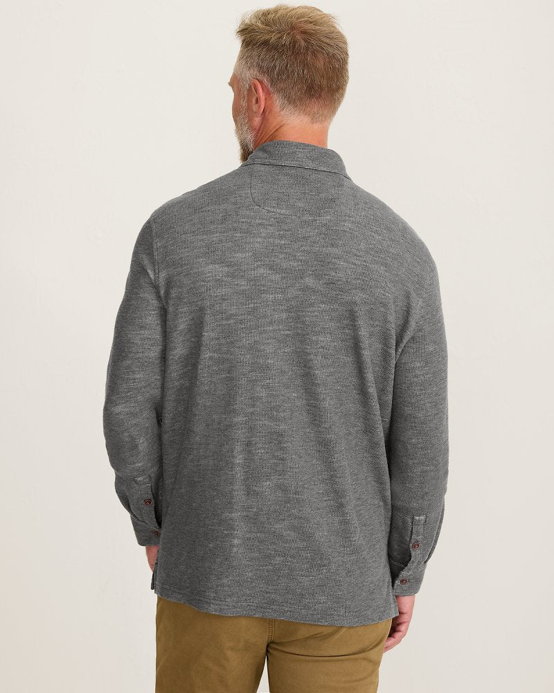 Penn Cove Long-Sleeve Polo - Charcoal Heather