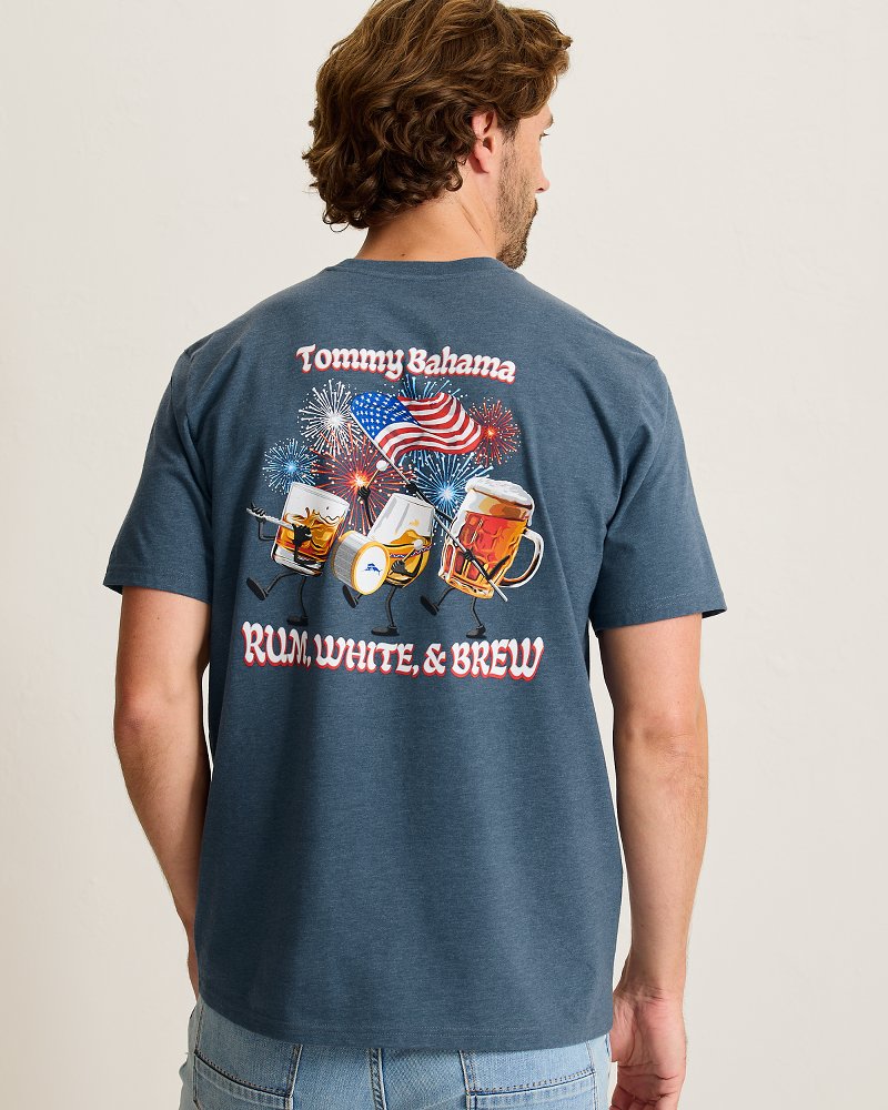 Rum, White &amp; Brew Graphic T-Shirt - Navy Heather