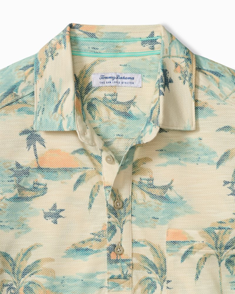 San Lucio Tides Mirage Stretch Knit Polo - Tanned Cream