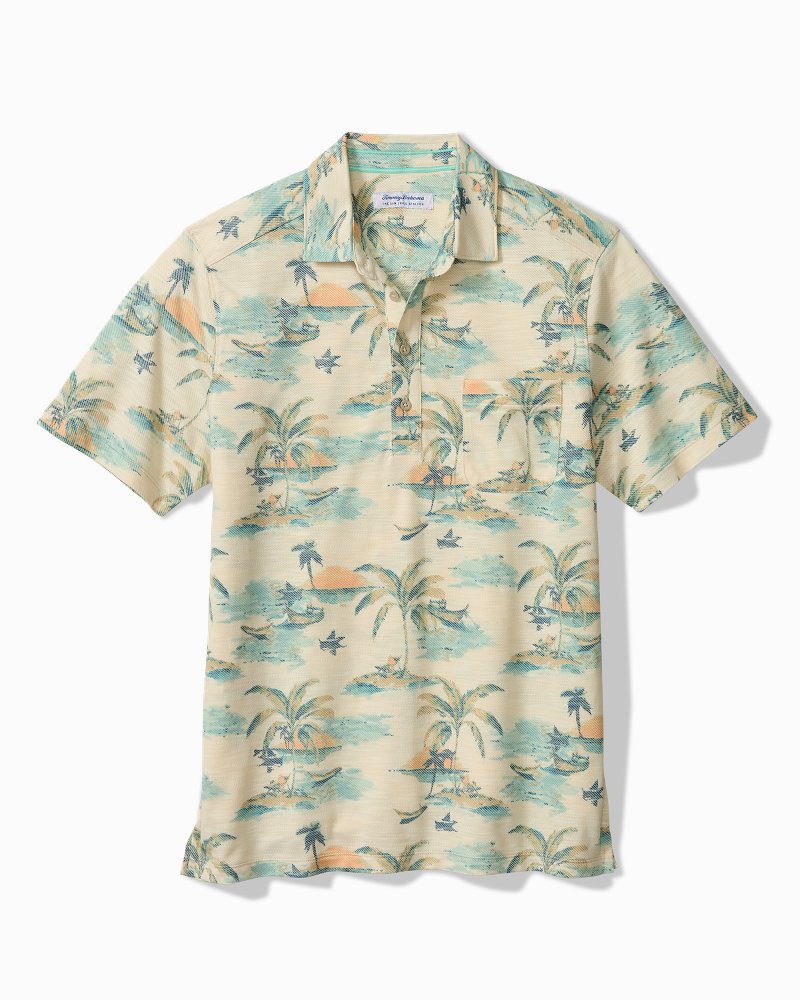 San Lucio Tides Mirage Stretch Knit Polo - Tanned Cream