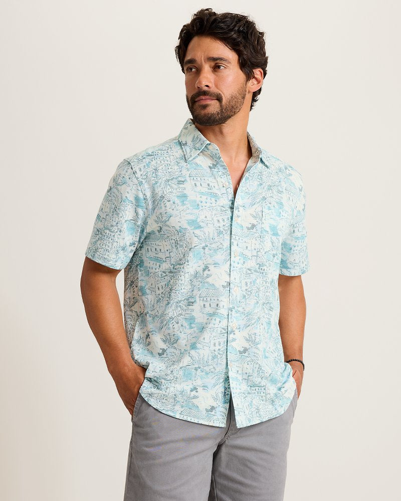 San Lucio Tides Villa Vista Stretch Knit Shirt - Dark Blue Lagoon