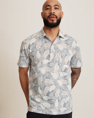 San Lucio Frond Fall Stretch-Knit Polo - Glass Bottle