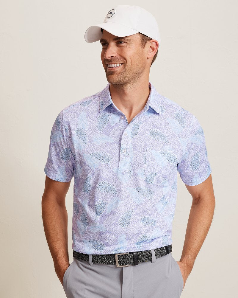 San Lucio Frond Fall Stretch-Knit Polo - Paisley Purple