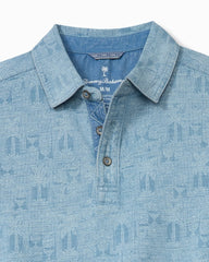 Palm Tini Cotton Polo - Bleached Indigo
