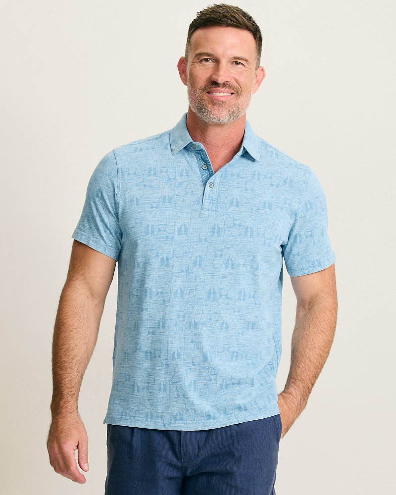 Palm Tini Cotton Polo - Bleached Indigo