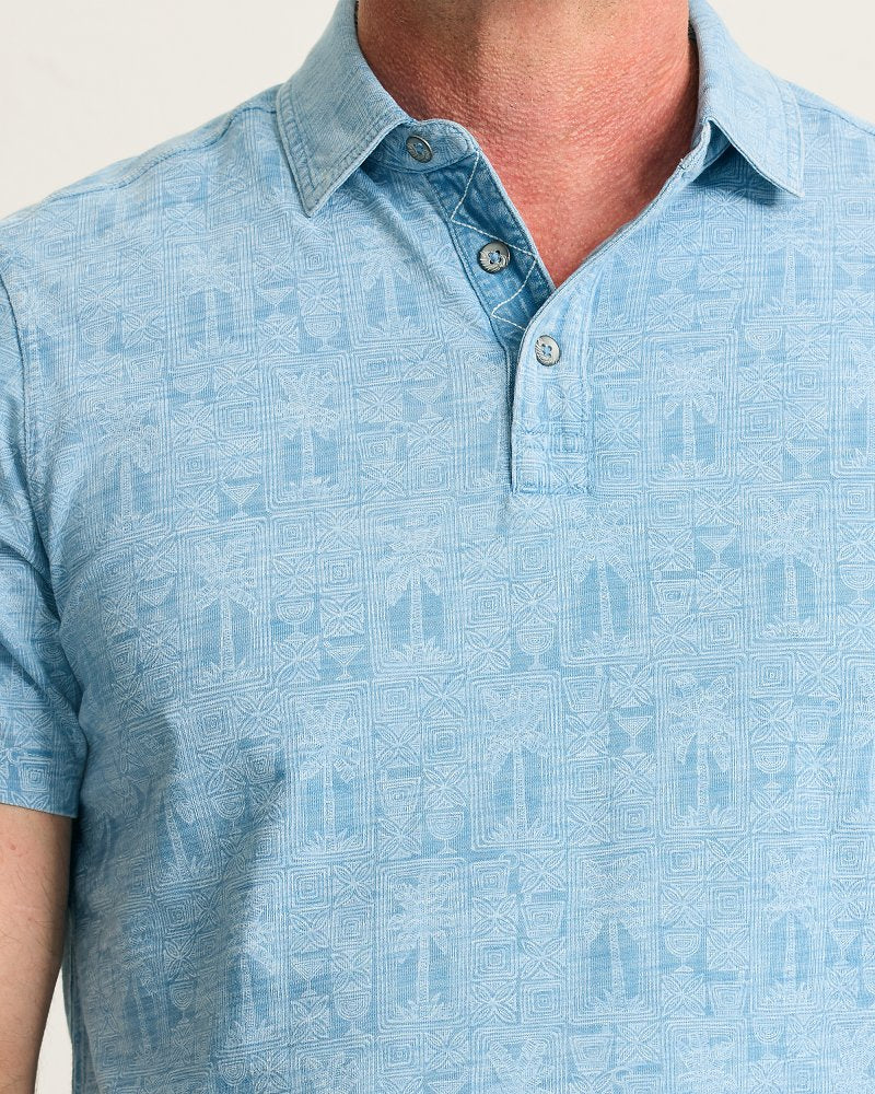 Palm Tini Cotton Polo - Bleached Indigo