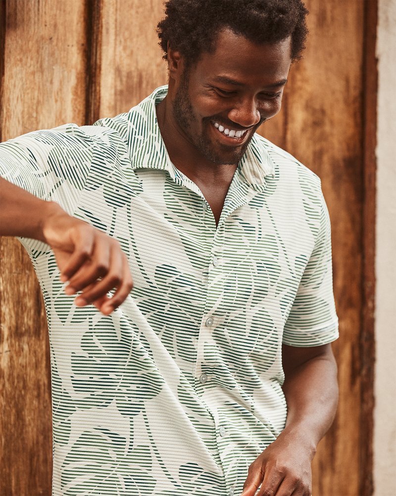 Costa Wave Monstera Mash IslandZone Camp Shirt - Dark Jade