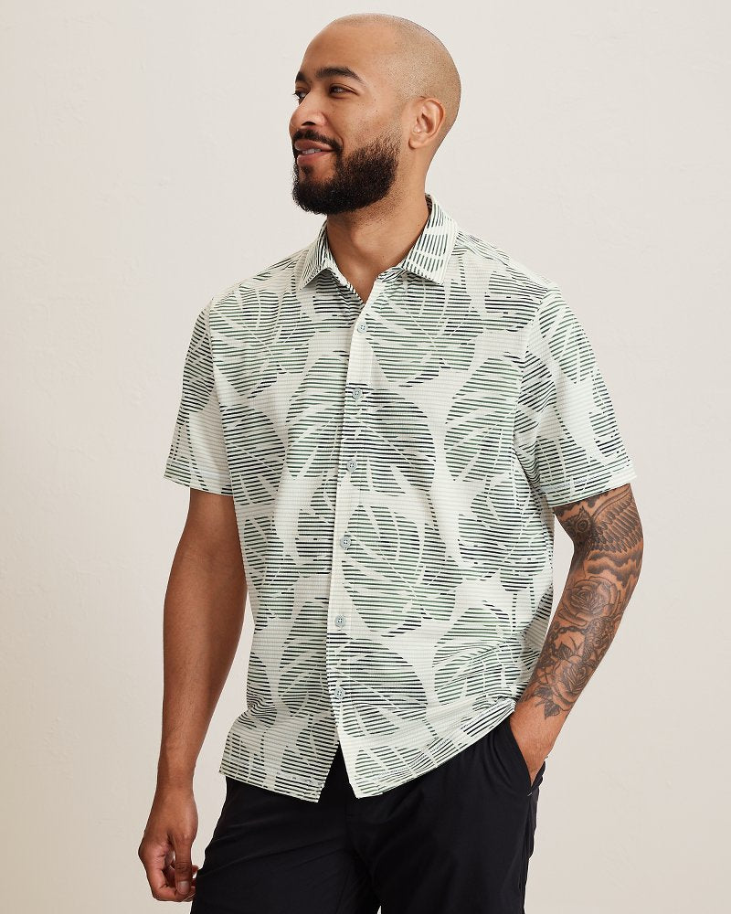 Costa Wave Monstera Mash IslandZone Camp Shirt - Dark Jade