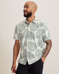 Costa Wave Monstera Mash IslandZone Camp Shirt - Dark Jade