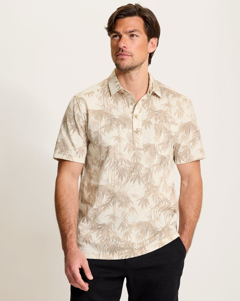 San Lucio Tides Bamboo Stretch Knit Polo - Chinchilla