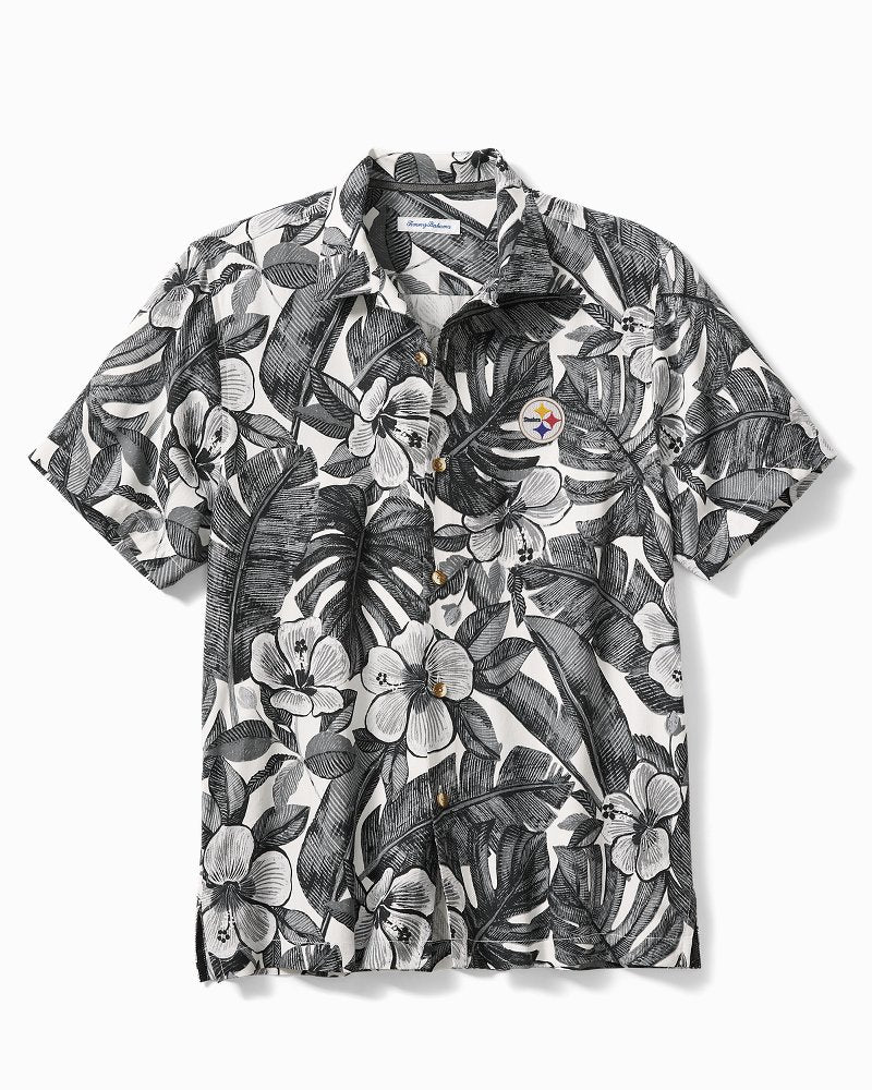 NFL Floral Lush Silk Camp Shirt - pittsburgh_steelers